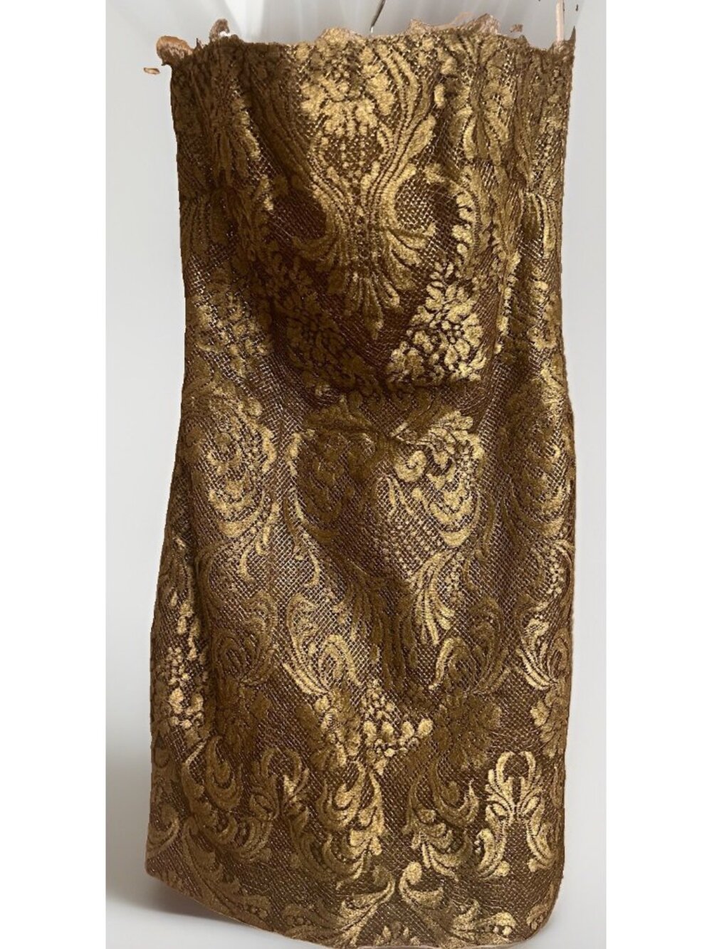 Vintage Victor Costa Dress size 6 Small Gold  Y2K  Lace Strapless.   N
